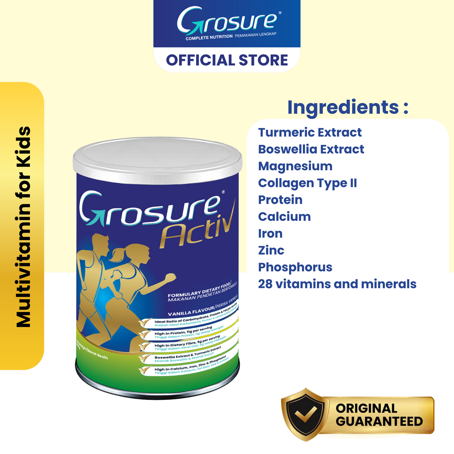 Grosure Activ 800GM Vanilla (Susu Kunyit Kolagen)
