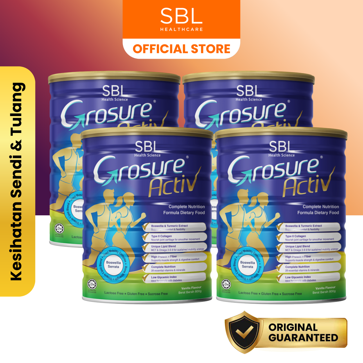 Grosure Activ 800GM Vanilla (Susu Kunyit Kolagen)