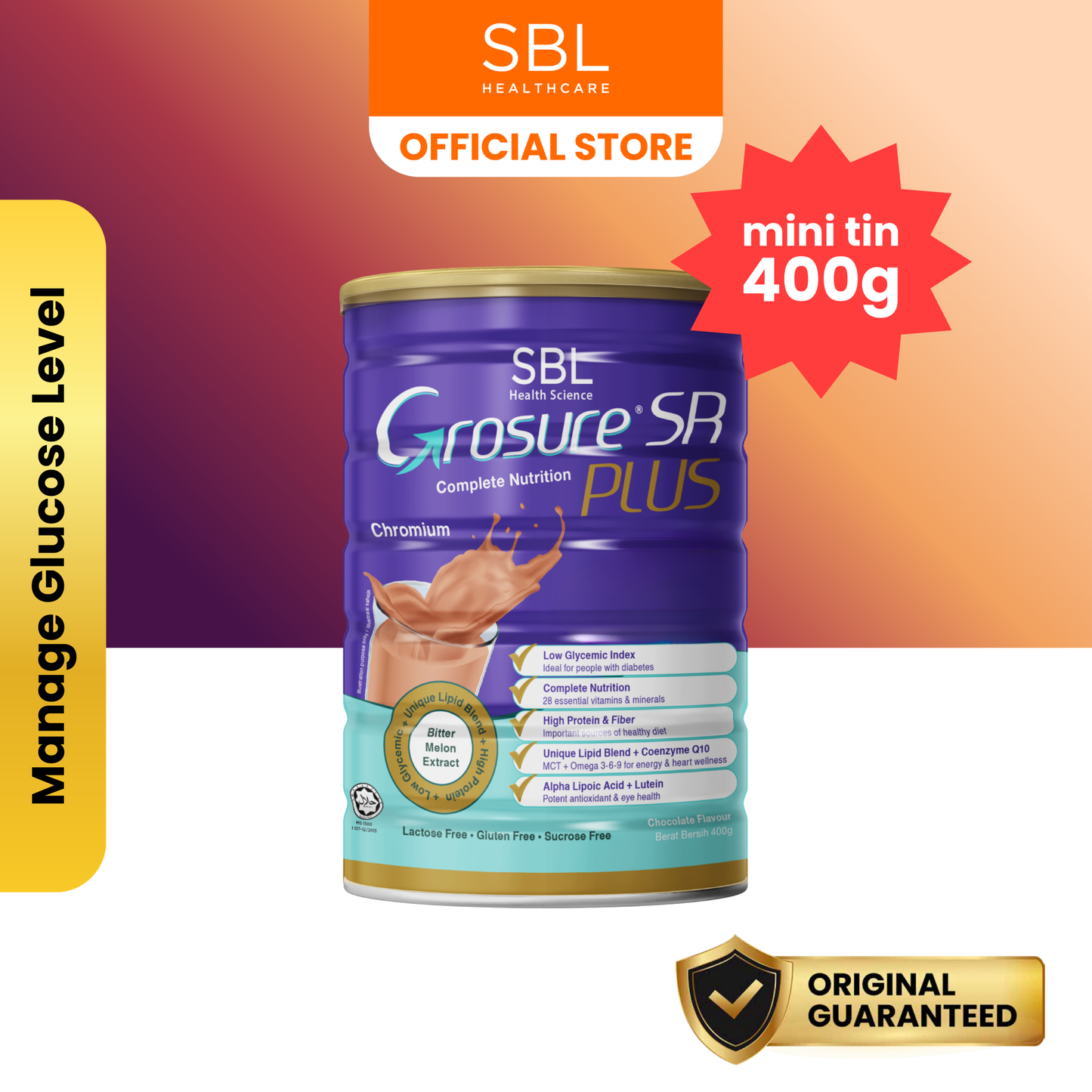Grosure® SR Plus Complete Nutrition Chocolate 800g/400g